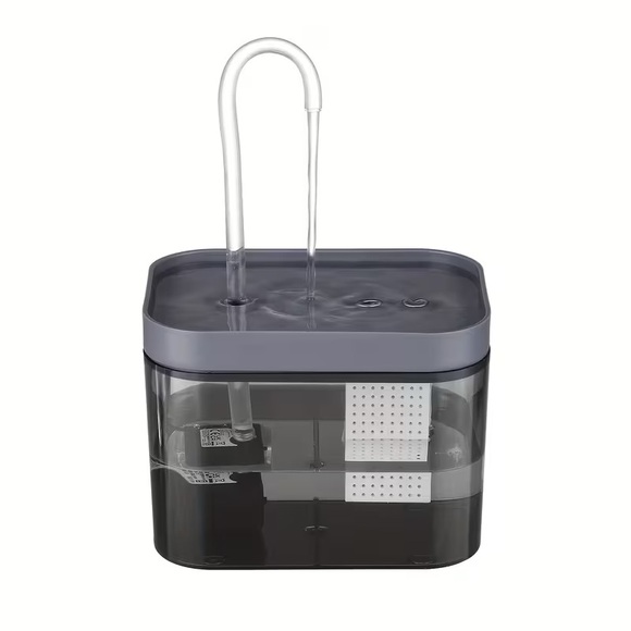 50.72oz Automatic Cat Water Fountain USB Powered GreyTransparent New in Box - Picture 1 of 5